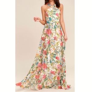 Lulu’s LILJA CREAM FLORAL PRINT MAXI DRESS